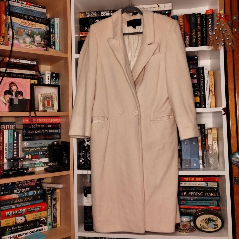 David Benjamin Designer Collection Long Wool Double Breasted Peacoat. Cream S 10